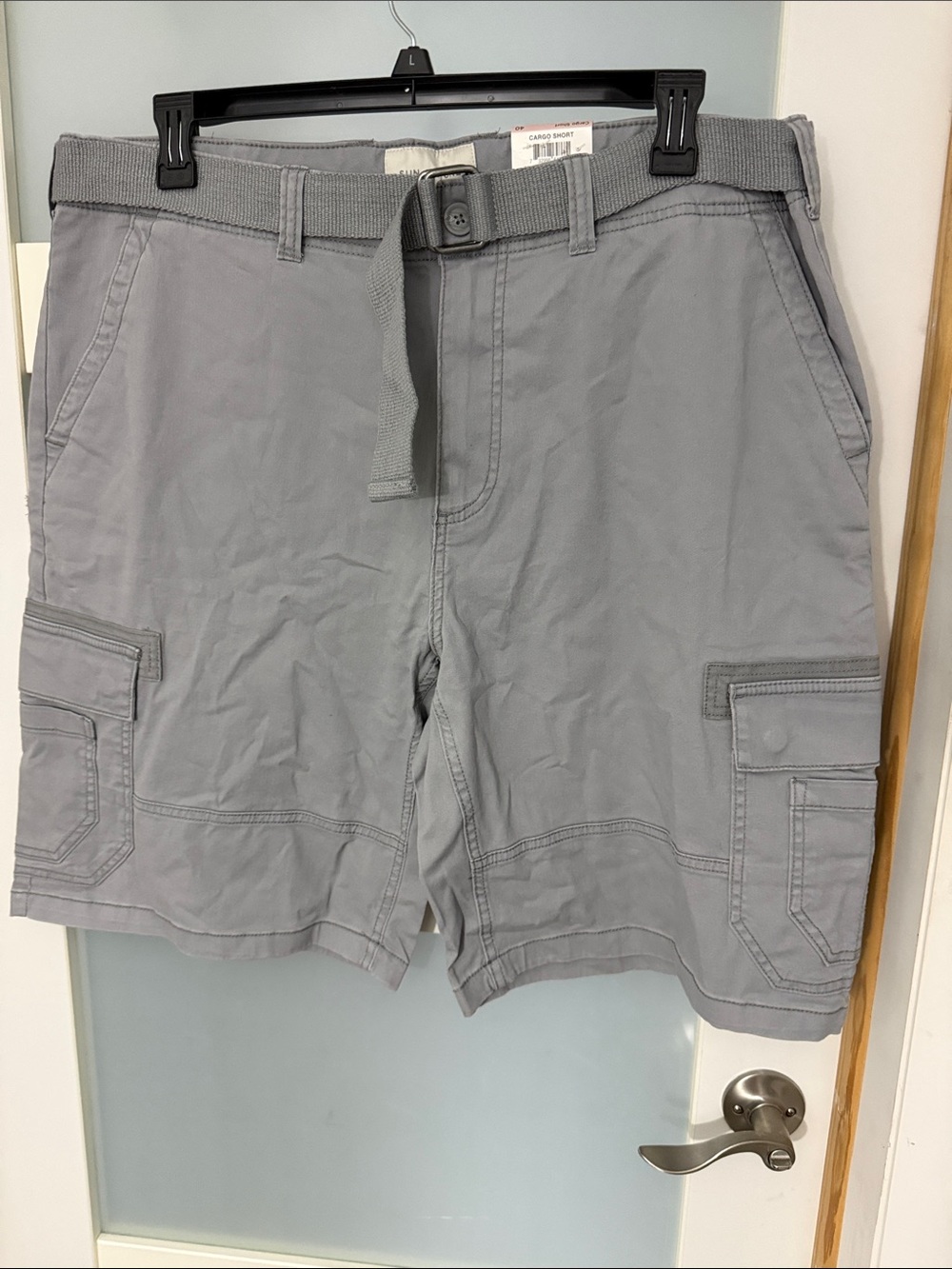 Sun + Stone Men's Light Gray Cargo Shorts with Web Belt